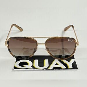 Quay Australia Unisex All in Mini 49mm Polarized Aviator -TRT/BRNPOL